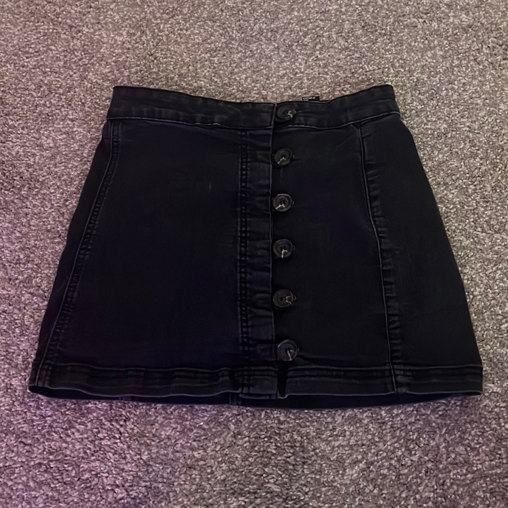 Black button up mini skirt